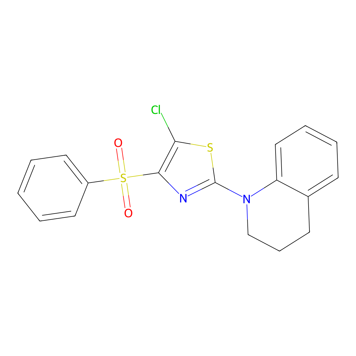 5-chloro-2-(3,4-dihydroquinolin-1(2H)-yl)-4-(phenylsulfonyl)thiazole molecular structure, CAS 326608-00-8