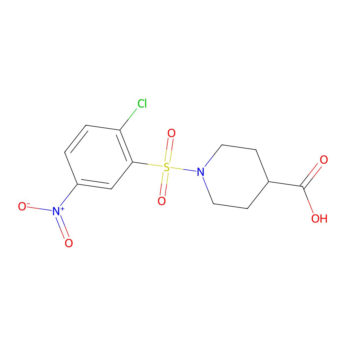 1-(2-Chloro-5-nitrobenzenesulfonyl)piperidine-4-carboxylic acid molecular structure, CAS 326608-91-7