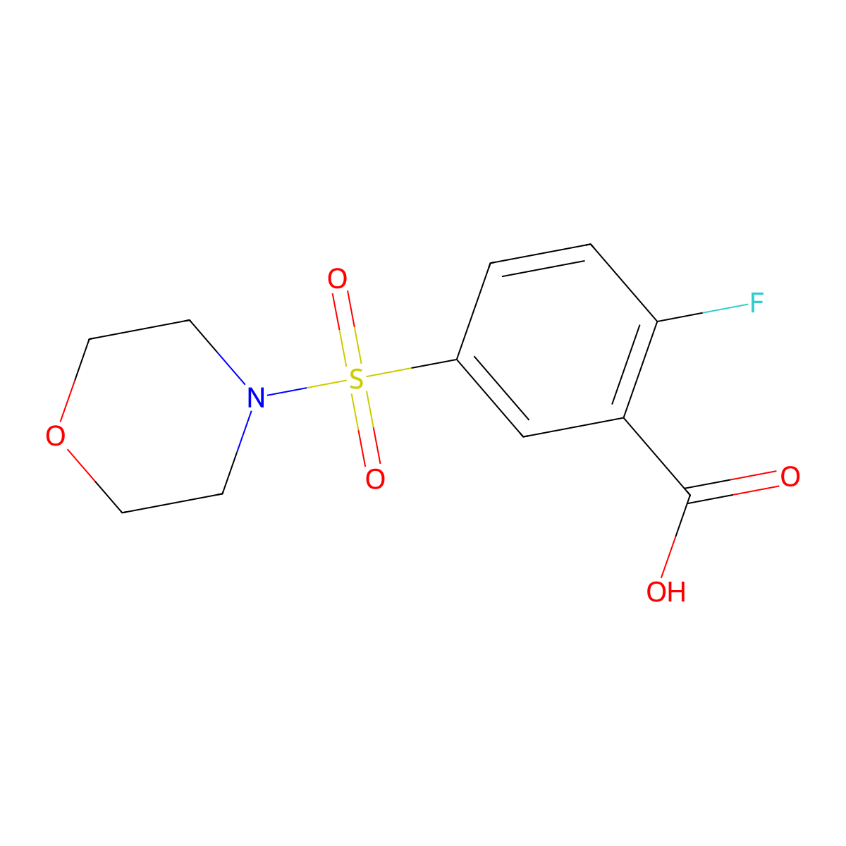 2-Fluoro-5-(morpholin-4-ylsulfonyl)benzoic acid molecular structure, CAS 326609-39-6