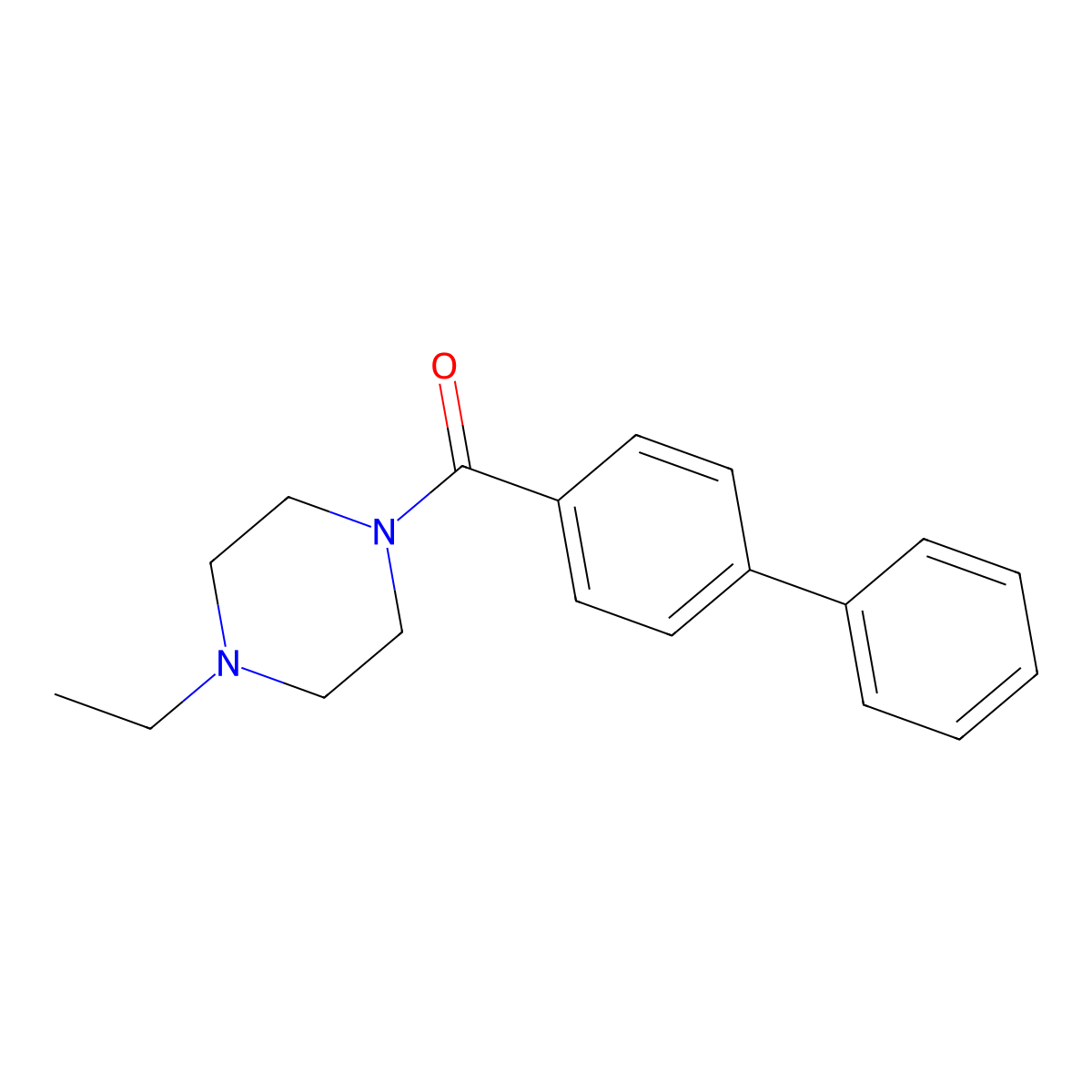 Biphenyl-4-yl(4-ethylpiperazin-1-yl)methanone molecular structure, CAS 326610-13-3