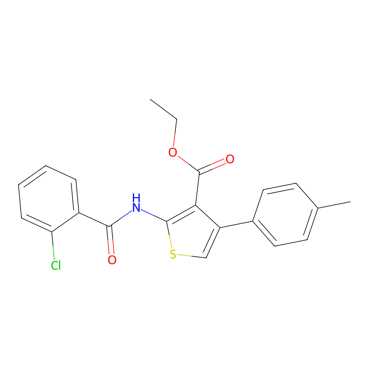 Ethyl 2-[(2-chlorobenzoyl)amino]-4-(4-methylphenyl)thiophene-3-carboxylate molecular structure, CAS 326610-38-2