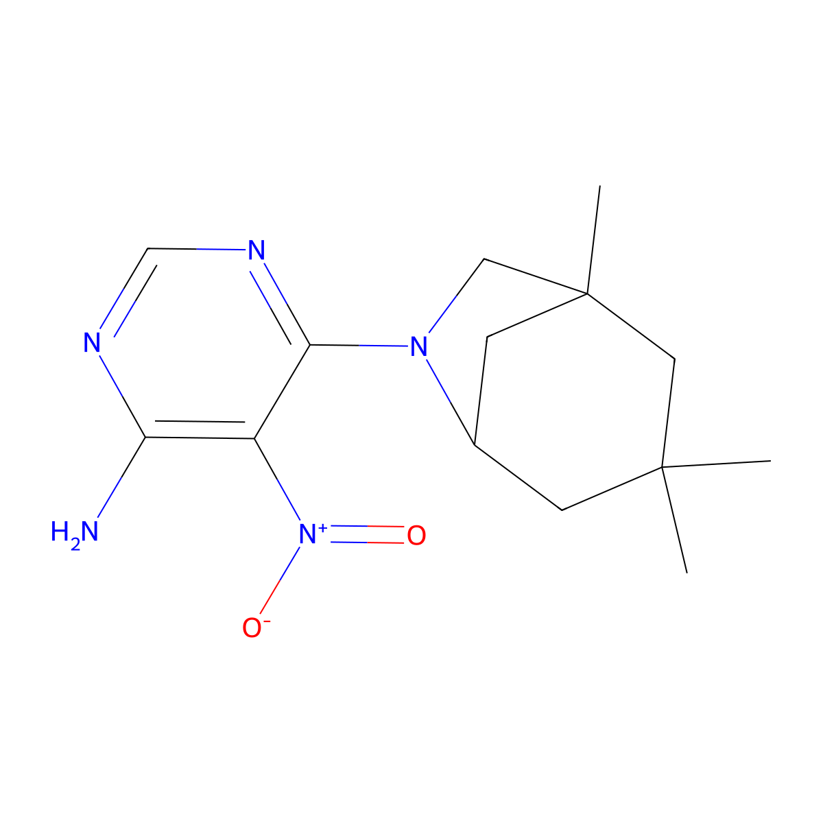 5-Nitro-6-{1,3,3-trimethyl-6-azabicyclo[3.2.1]octan-6-YL}pyrimidin-4-amine molecular structure, CAS 326610-51-9