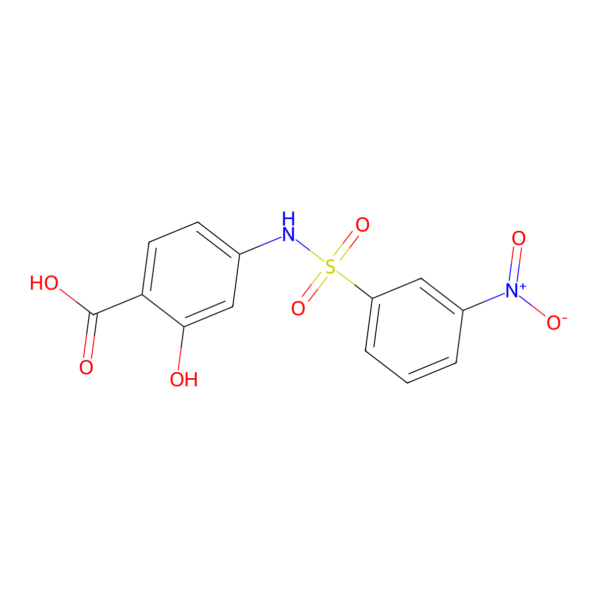 2-Hydroxy-4-(3-nitrobenzenesulfonamido)benzoic acid molecular structure, CAS 326610-63-3