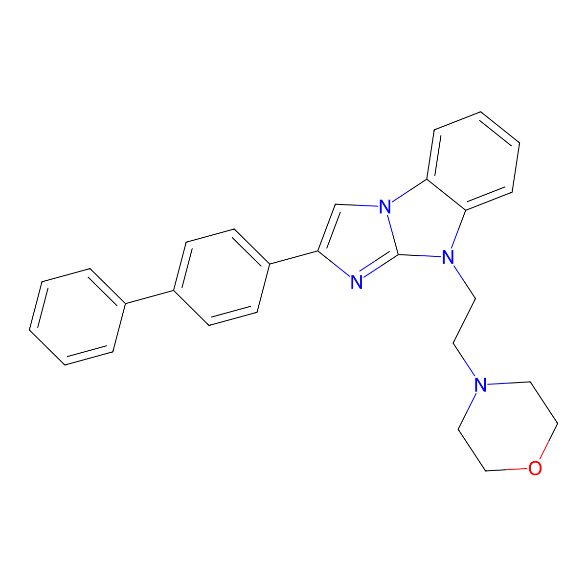 2-(biphenyl-4-yl)-9-[2-(morpholin-4-yl)ethyl]-9H-imidazo[1,2-a]benzimidazole molecular structure, CAS 326610-74-6