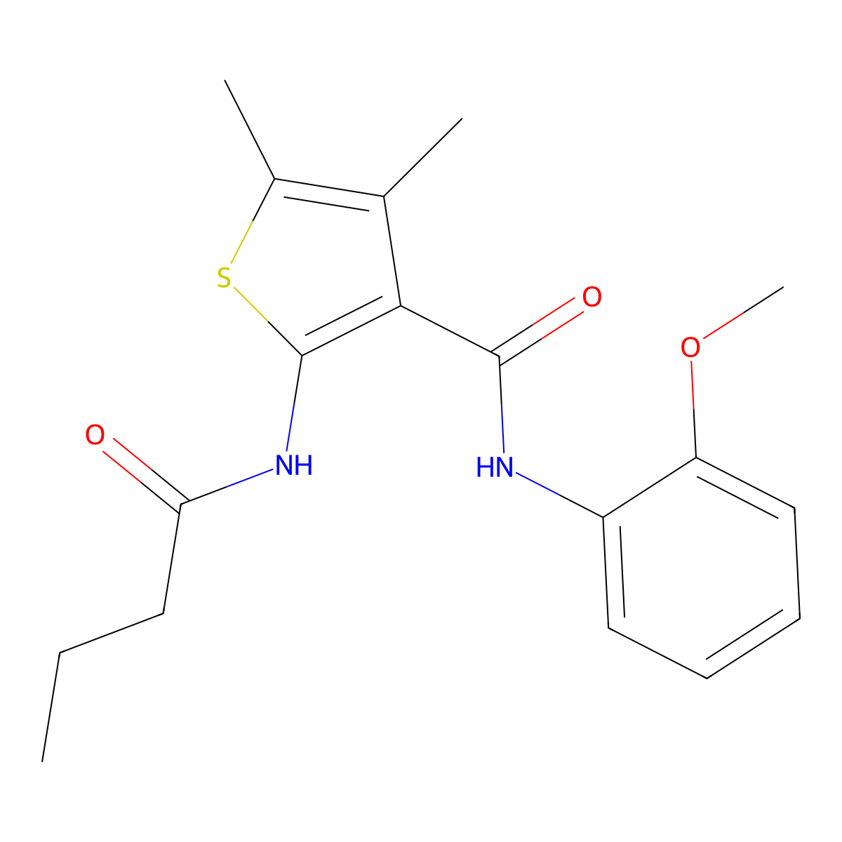 2-(butanoylamino)-N-(2-methoxyphenyl)-4,5-dimethylthiophene-3-carboxamide molecular structure, CAS 326610-94-0