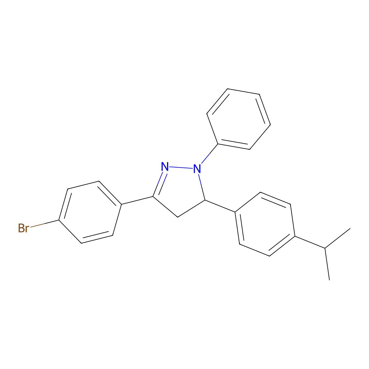 5-(4-Bromophenyl)-2-phenyl-3-(4-propan-2-ylphenyl)-3,4-dihydropyrazole molecular structure, CAS 326611-24-9