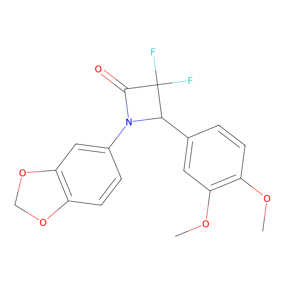 1-(1,3-Dioxaindan-5-yl)-4-(3,4-dimethoxyphenyl)-3,3-difluoroazetidin-2-one molecular structure, CAS 326611-88-5