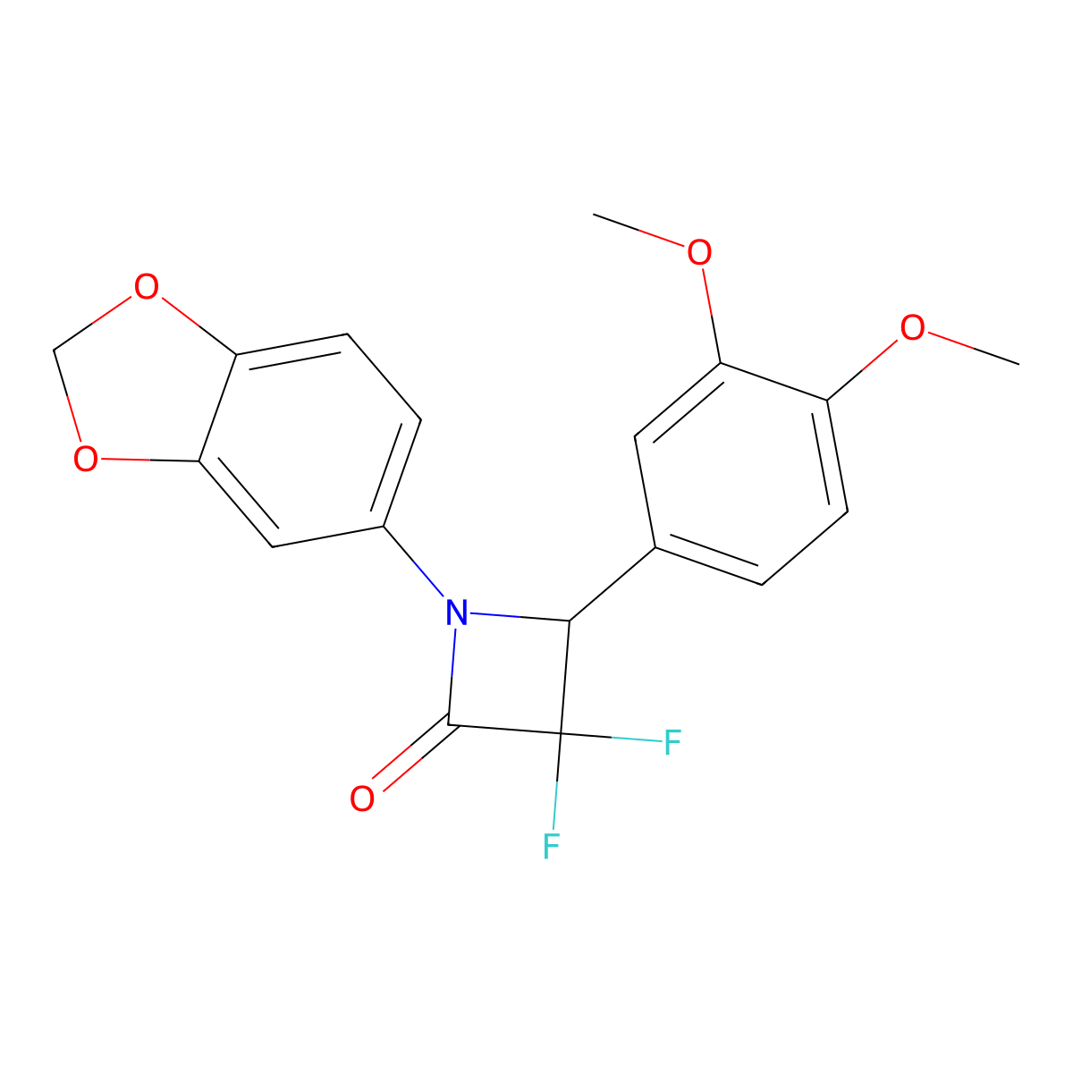 1-(1,3-Dioxaindan-5-yl)-4-(3,4-dimethoxyphenyl)-3,3-difluoroazetidin-2-one molecular structure, CAS 326611-88-5