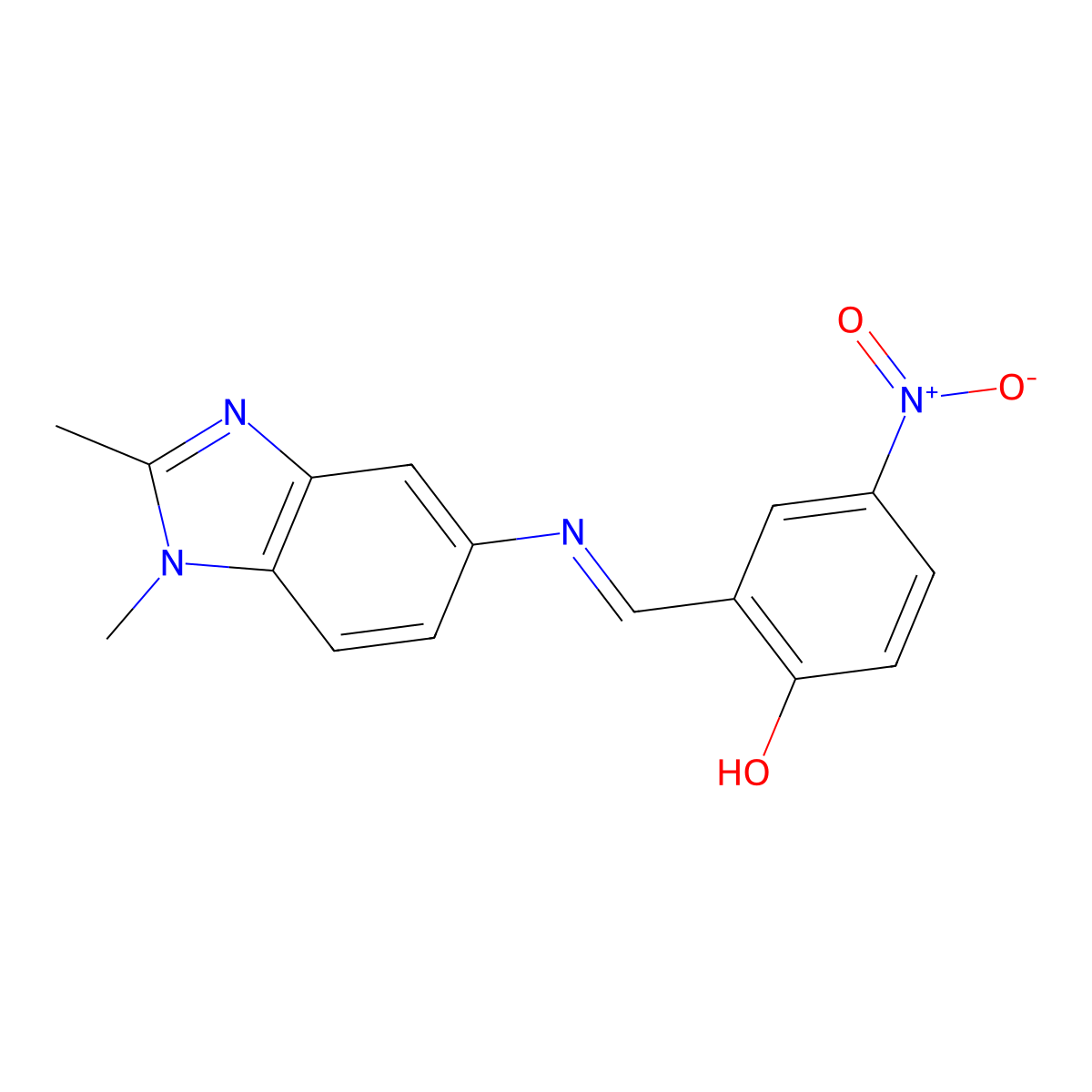 2-{(E)-[(1,2-dimethyl-1H-benzimidazol-5-yl)imino]methyl}-4-nitrophenol molecular structure, CAS 326612-30-0