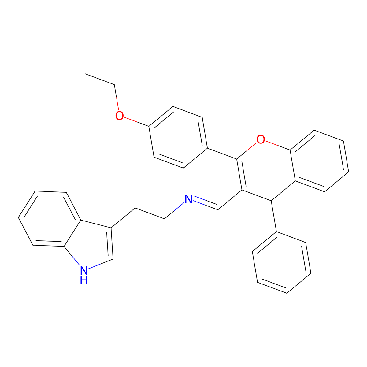 1-[2-(4-ethoxyphenyl)-4-phenyl-4H-chromen-3-yl]-N-[2-(1H-indol-3-yl)ethyl]methanimine molecular structure, CAS 326612-34-4