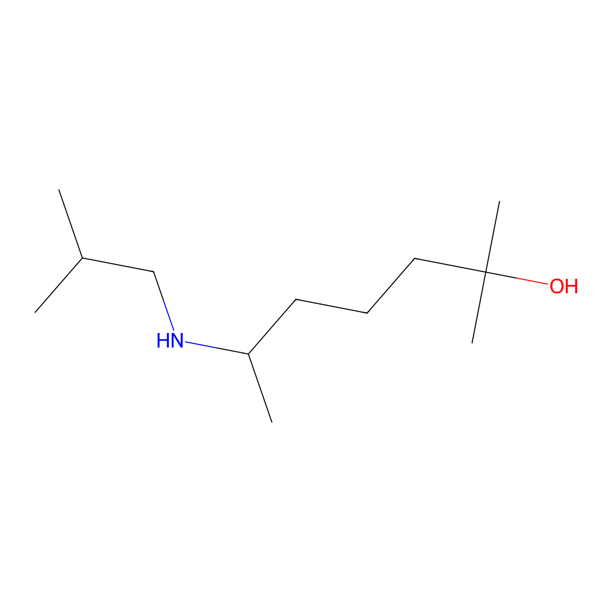 2-Methyl-6-(2-methylpropylamino)heptan-2-ol molecular structure, CAS 326612-87-7