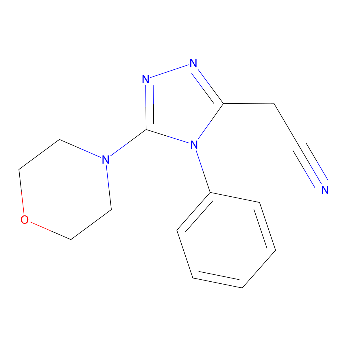 2-[5-(morpholin-4-yl)-4-phenyl-4H-1,2,4-triazol-3-yl]acetonitrile molecular structure, CAS 326615-14-9