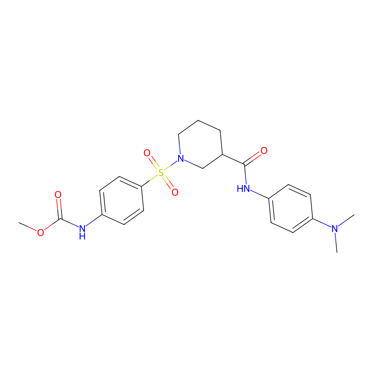 Methyl (4-((3-((4-(dimethylamino)phenyl)carbamoyl)piperidin-1-yl)sulfonyl)phenyl)carbamate molecular structure, CAS 326615-86-5