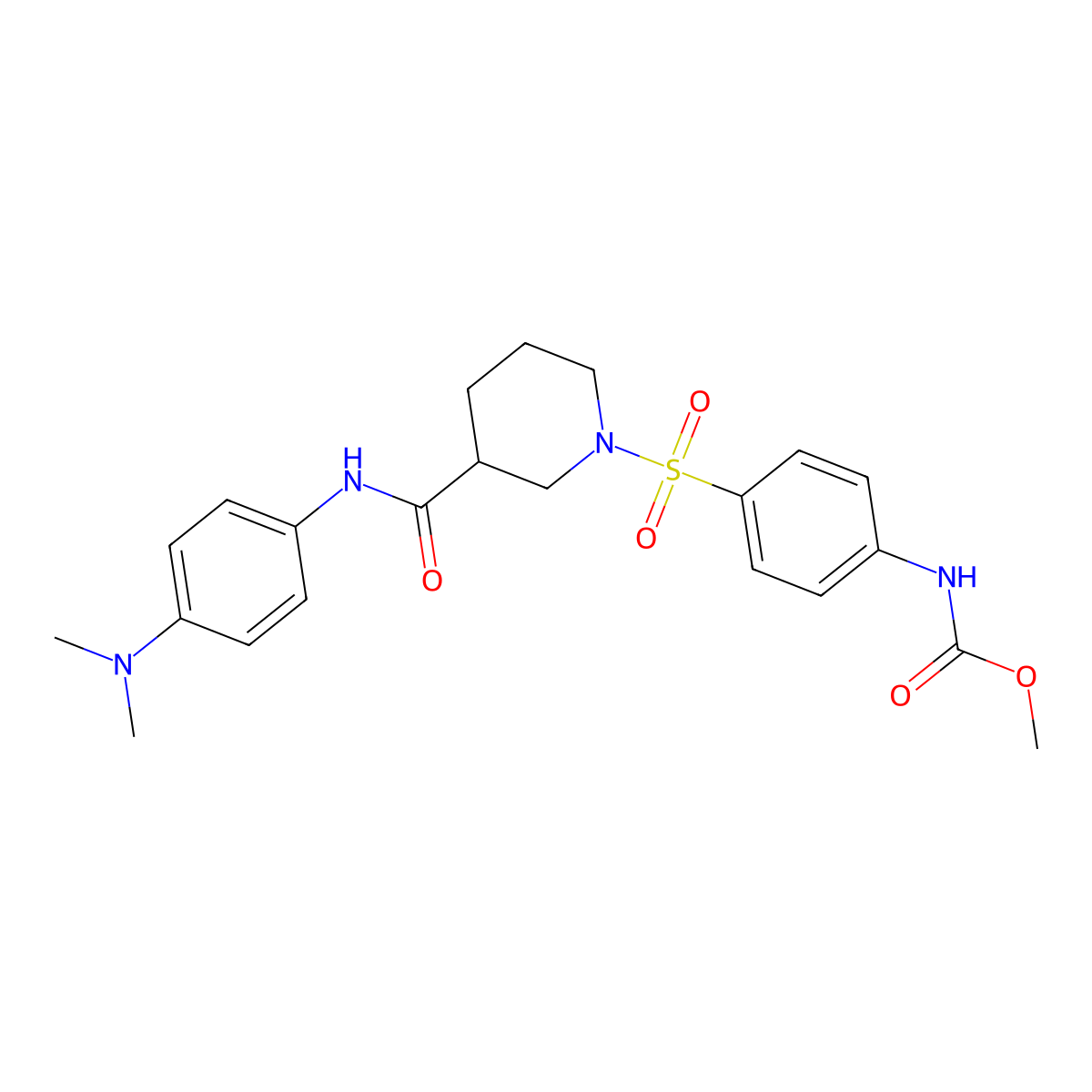 Methyl (4-((3-((4-(dimethylamino)phenyl)carbamoyl)piperidin-1-yl)sulfonyl)phenyl)carbamate molecular structure, CAS 326615-86-5
