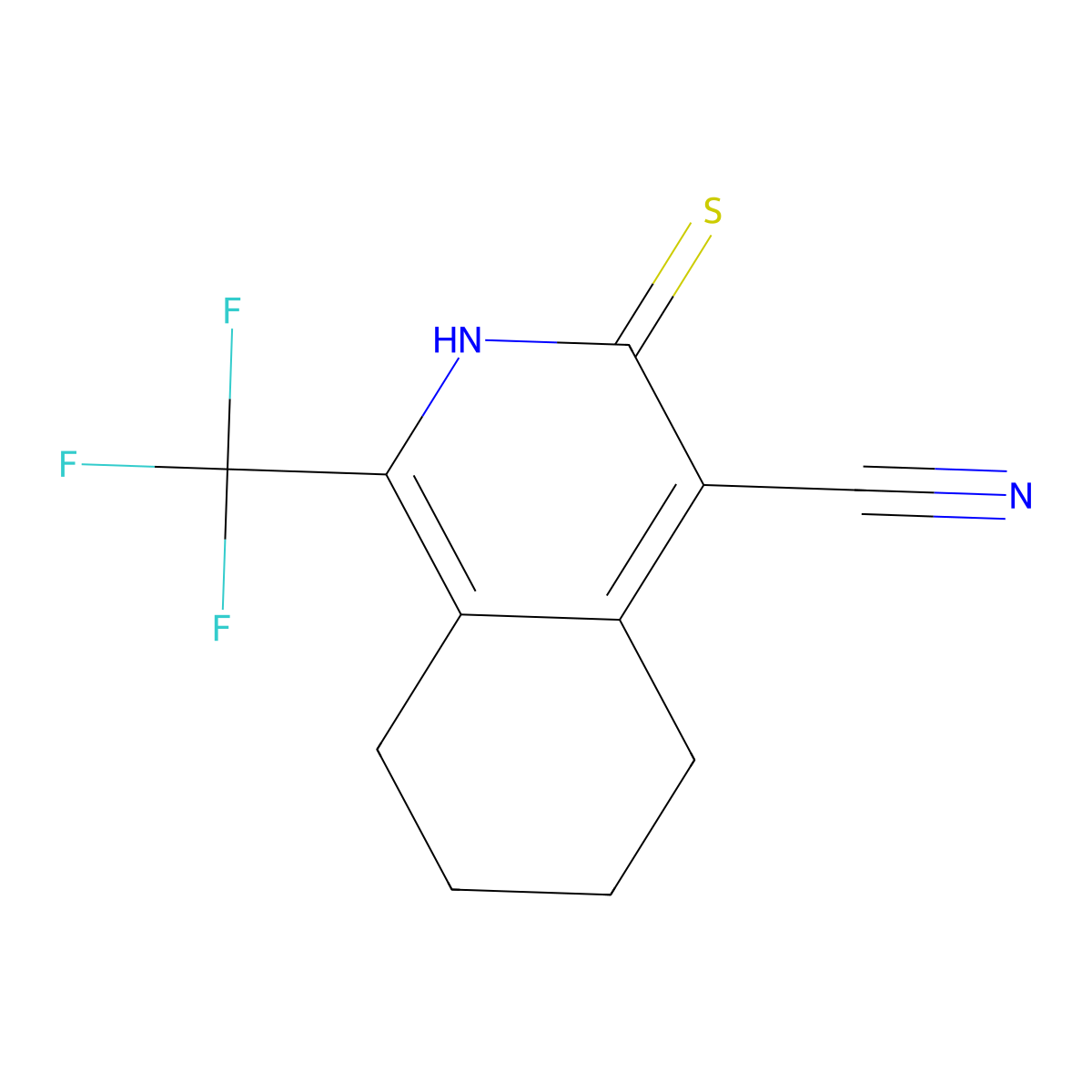 3-Thioxo-1-(trifluoromethyl)-2,3,5,6,7,8-hexahydroisoquinoline-4-carbonitrile molecular structure, CAS 326616-08-4