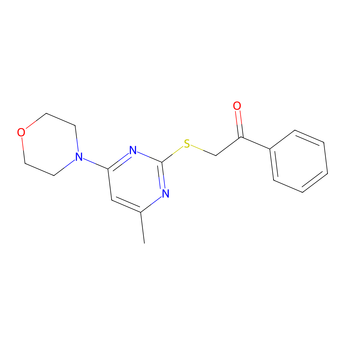 2-((4-Methyl-6-morpholinopyrimidin-2-yl)thio)-1-phenylethanone molecular structure, CAS 326616-13-1