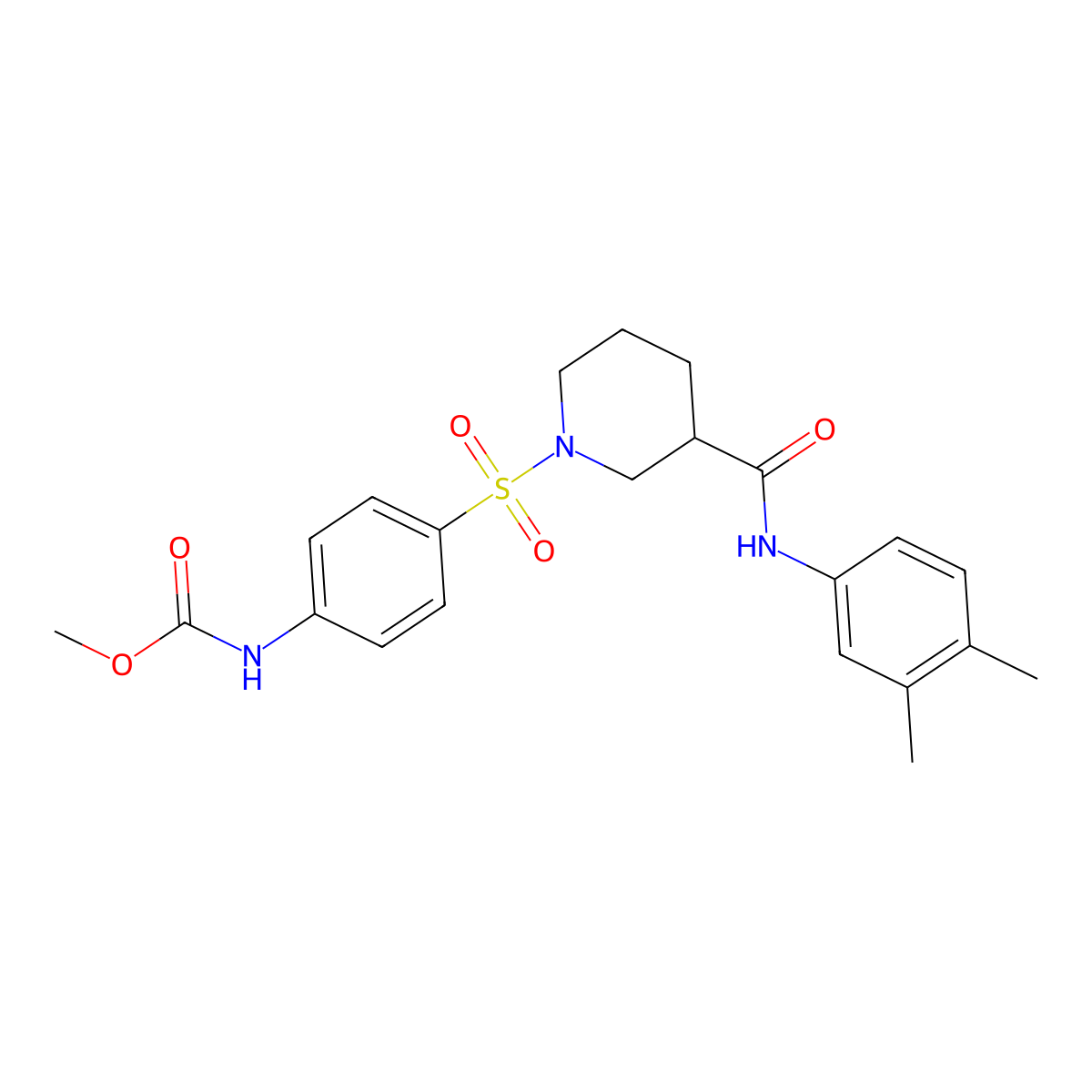 methyl N-[4-({3-[(3,4-dimethylphenyl)carbamoyl]piperidin-1-yl}sulfonyl)phenyl]carbamate molecular structure, CAS 326616-91-5