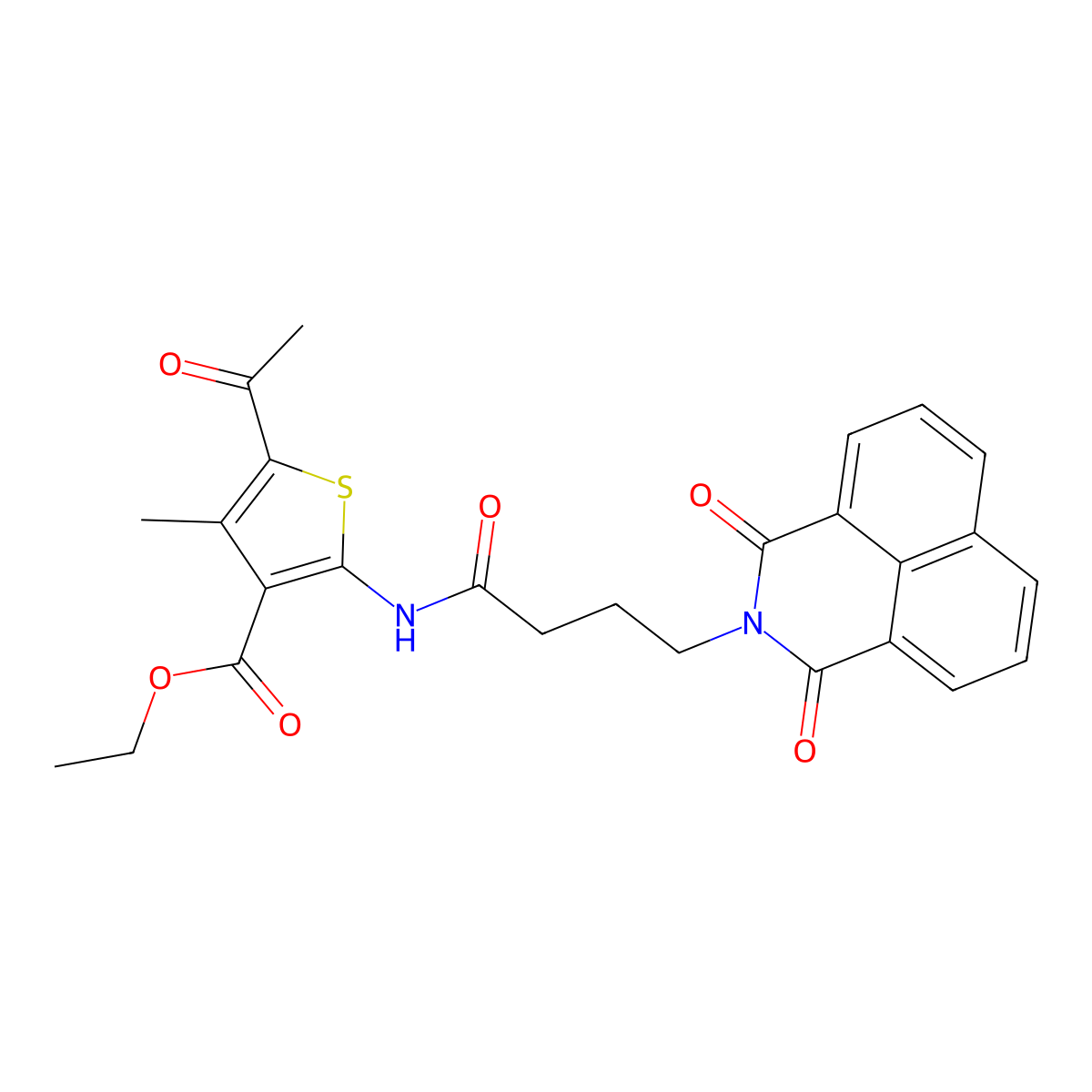 ethyl 5-acetyl-2-(4-(1,3-dioxo-1H-benzo[de]isoquinolin-2(3H)-yl)butanamido)-4-methylthiophene-3-carboxylate molecular structure, CAS 326617-34-9