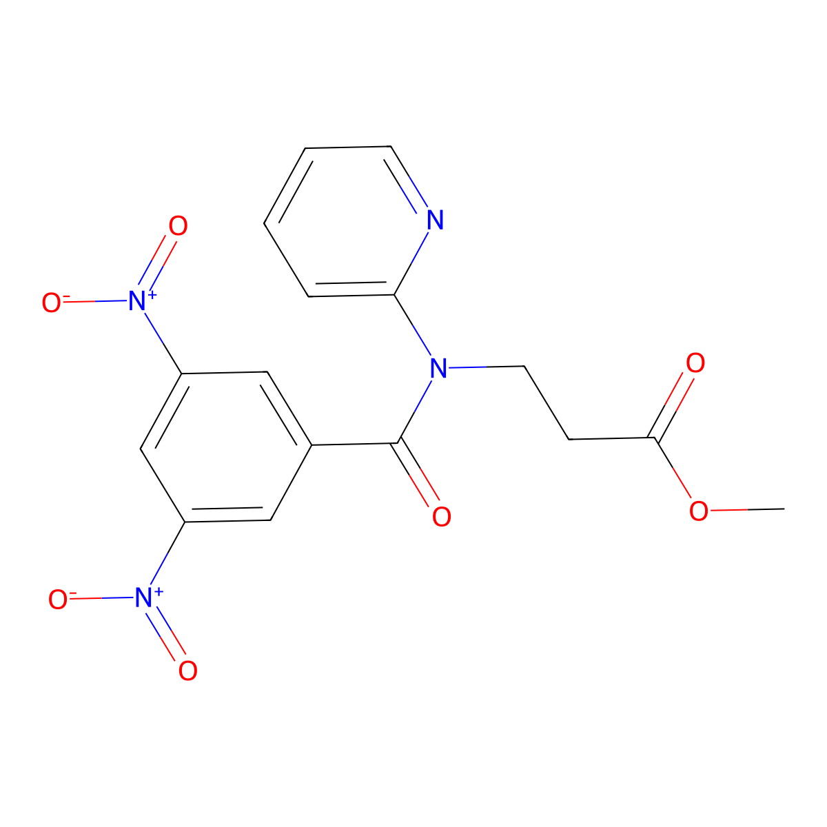 Methyl 3-[(3,5-dinitrobenzoyl)(2-pyridinyl)amino]propanoate molecular structure, CAS 326617-59-8