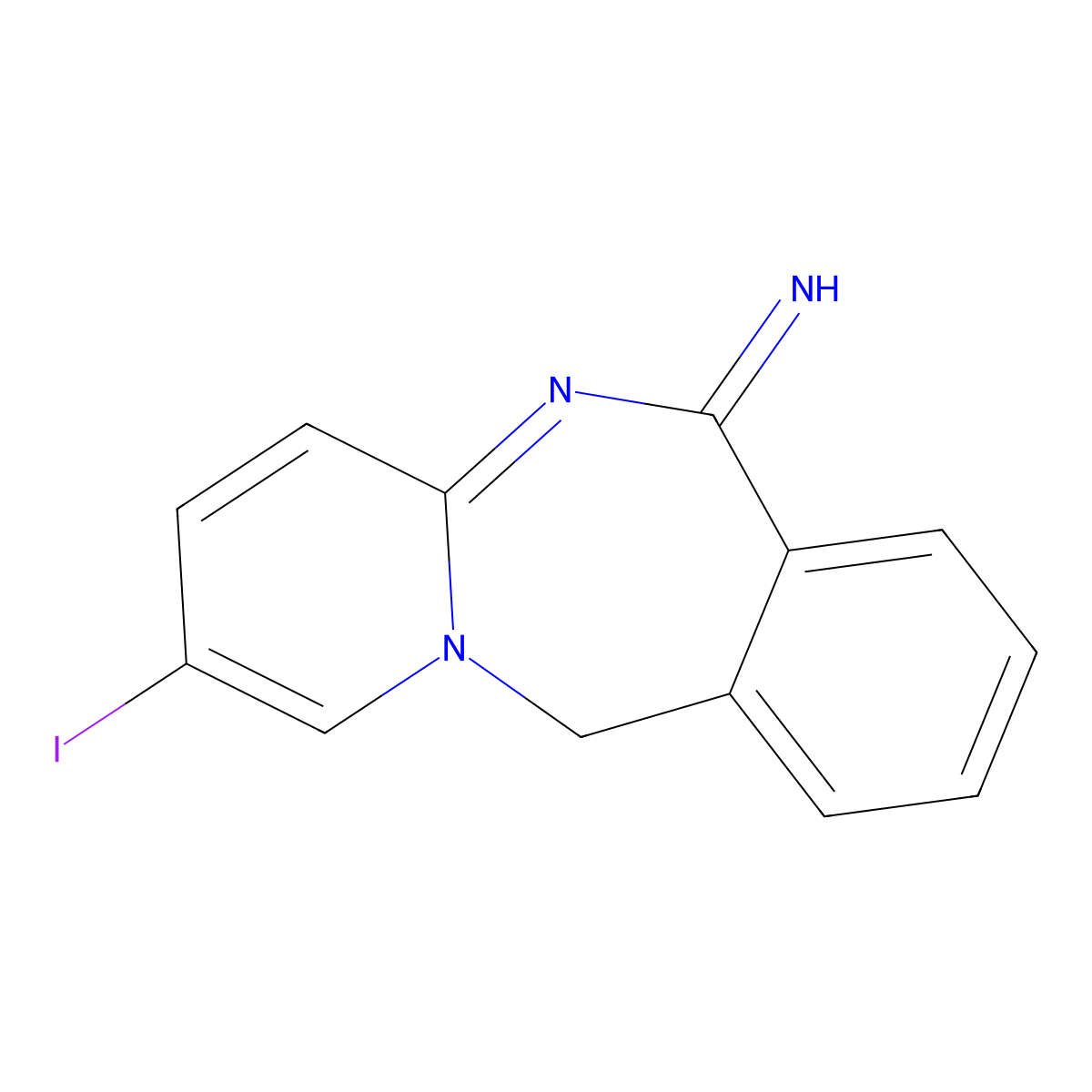 14-Iodo-1,10-diazatricyclo[9.4.0.0,3,8]pentadeca-3,5,7,10,12,14-hexaen-9-imine molecular structure, CAS 326617-79-2