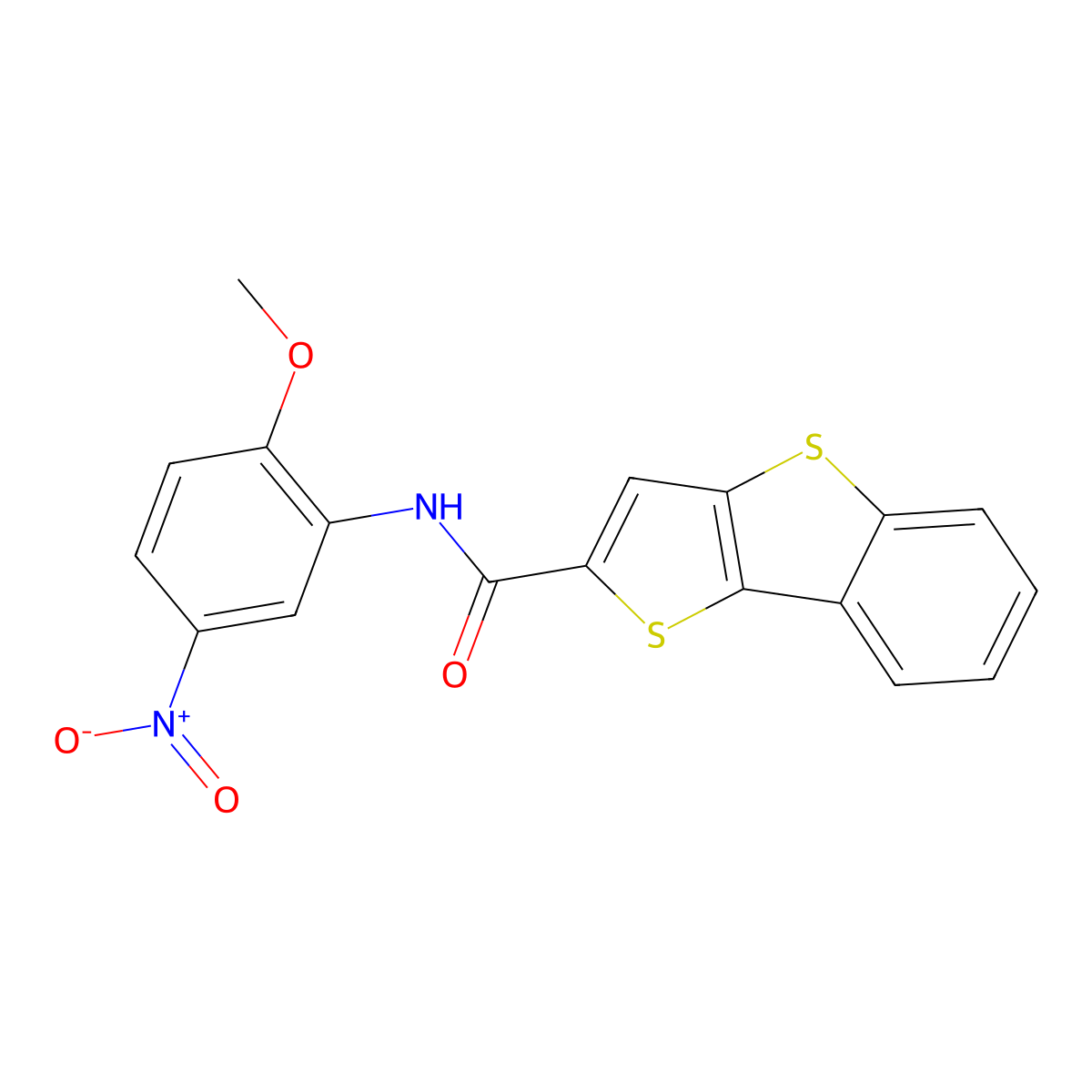 N-(2-methoxy-5-nitrophenyl)thieno[3,2-b][1]benzothiole-2-carboxamide molecular structure, CAS 326617-85-0