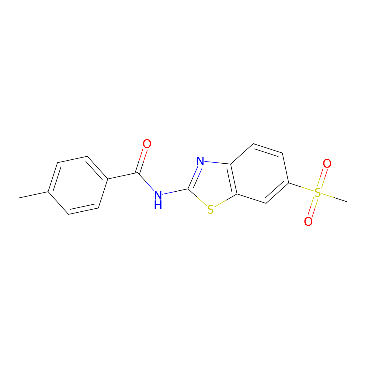 4-methyl-N-(6-(methylsulfonyl)benzo[d]thiazol-2-yl)benzamide molecular structure, CAS 326618-55-7