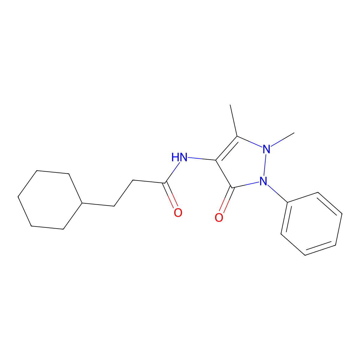 3-cyclohexyl-N-(1,5-dimethyl-3-oxo-2-phenyl-2,3-dihydro-1H-pyrazol-4-yl)propanamide molecular structure, CAS 326618-73-9