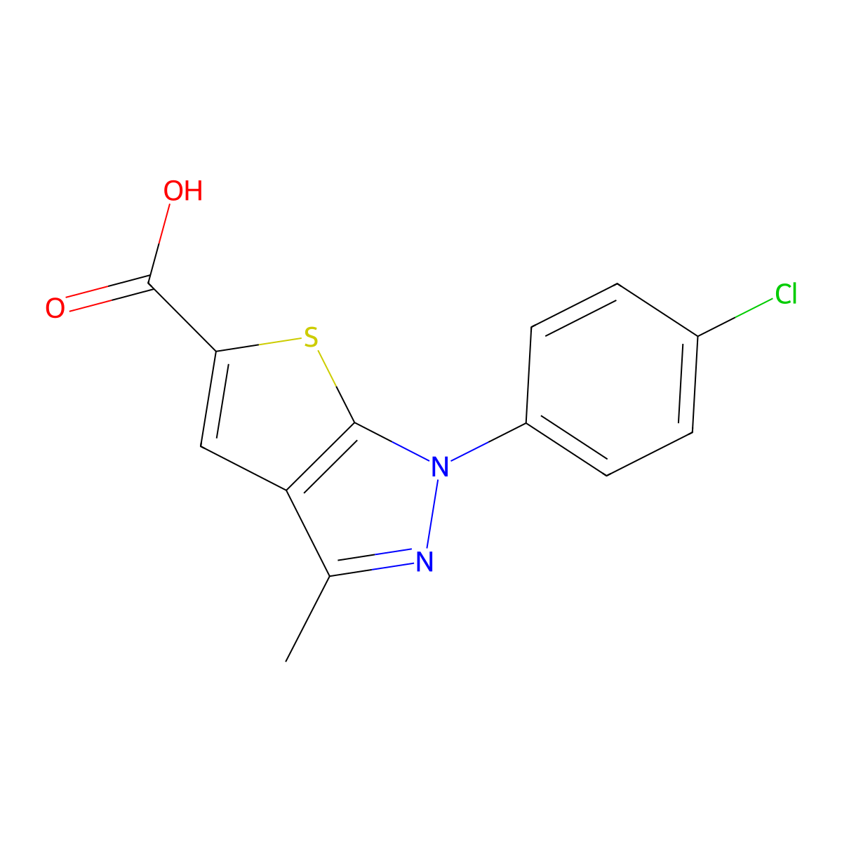 1-(4-chlorophenyl)-3-methyl-1H-thieno[2,3-c]pyrazole-5-carboxylic acid molecular structure, CAS 326618-92-2