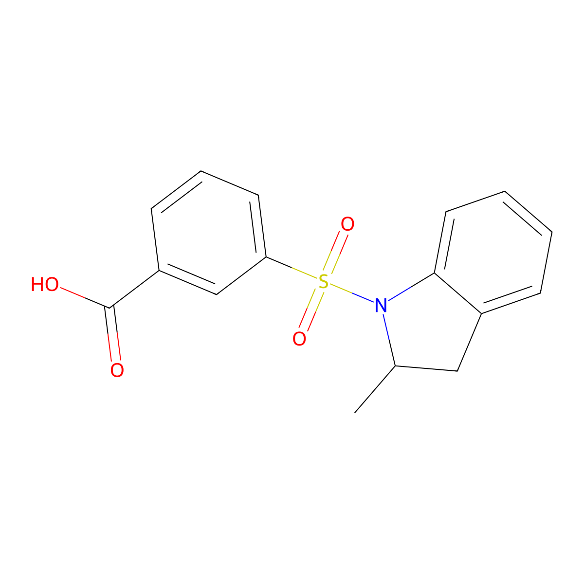 3-((2-methyl-2,3-dihydro-1H-indol-1-yl)sulfonyl)benzoic acid molecular structure, CAS 326619-13-0