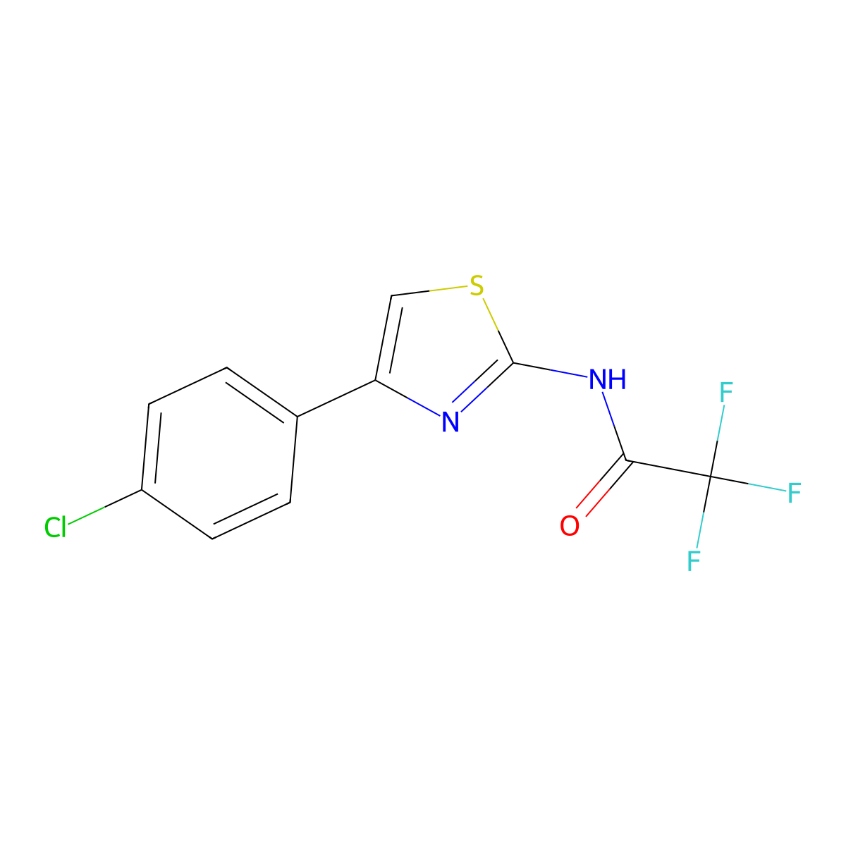 N-[4-(4-chlorophenyl)-1,3-thiazol-2-yl]-2,2,2-trifluoroacetamide molecular structure, CAS 326619-25-4
