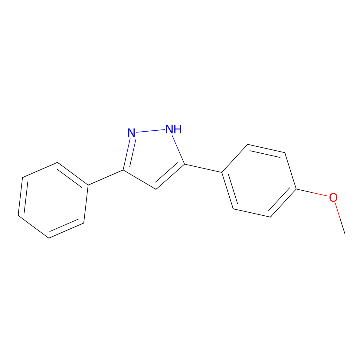 3-(4-methoxyphenyl)-5-phenyl-1H-pyrazole molecular structure, CAS 32664-28-1