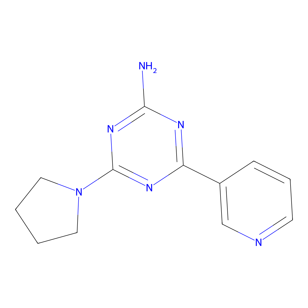 s-Triazine, 2-amino-4-(3-pyridyl)-6-(1-pyrrolidinyl)- molecular structure, CAS 32664-45-2
