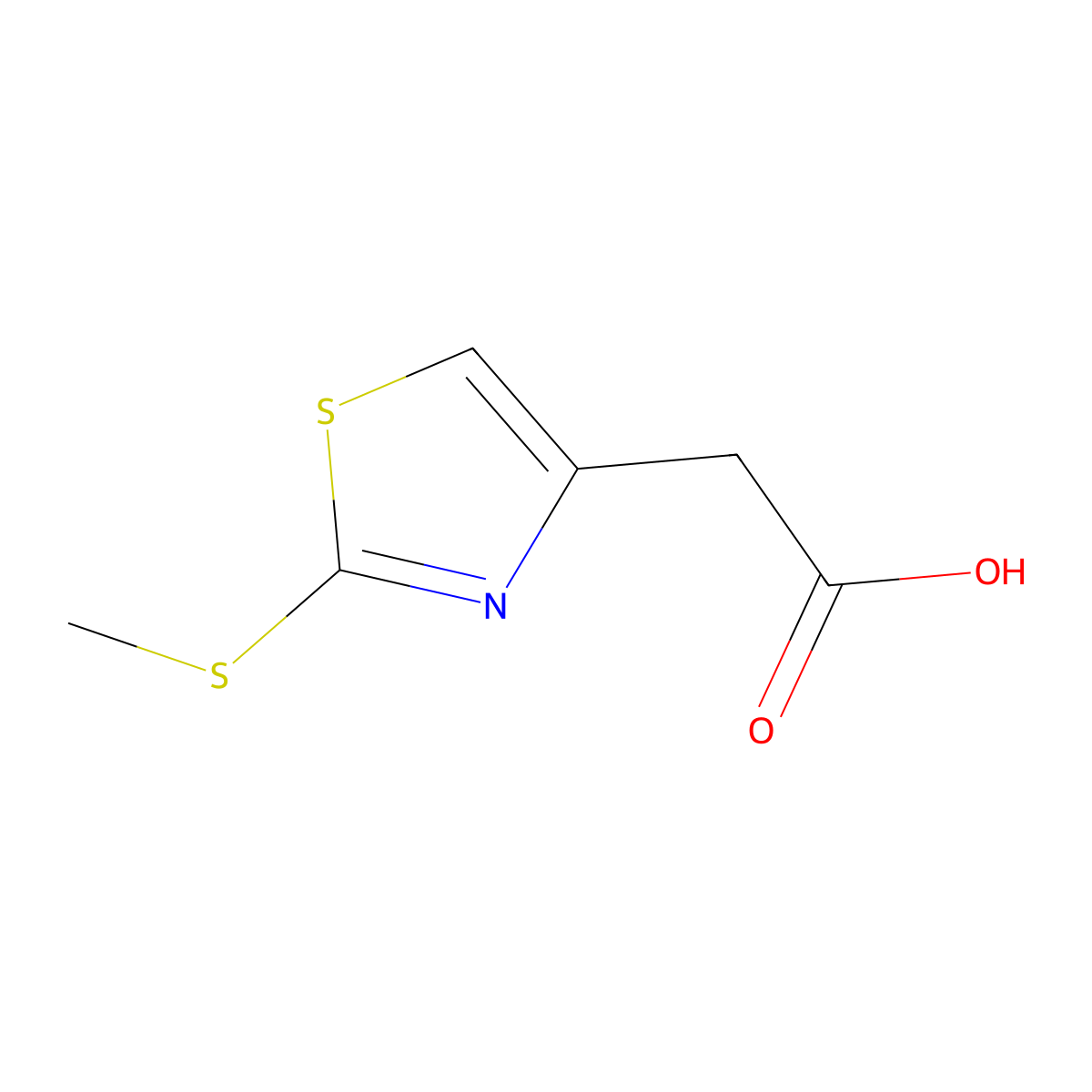 2-[2-(Methylsulfanyl)-1,3-thiazol-4-yl]acetic acid molecular structure, CAS 32672-26-7