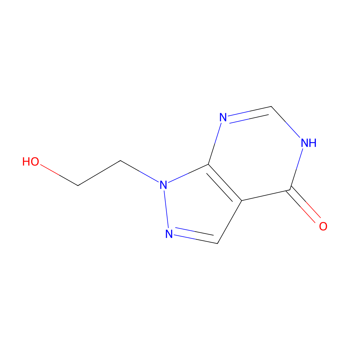 1-(2-hydroxyethyl)-1H,4H,5H-pyrazolo(3,4-d)pyrimidin-4-one molecular structure, CAS 32672-82-5
