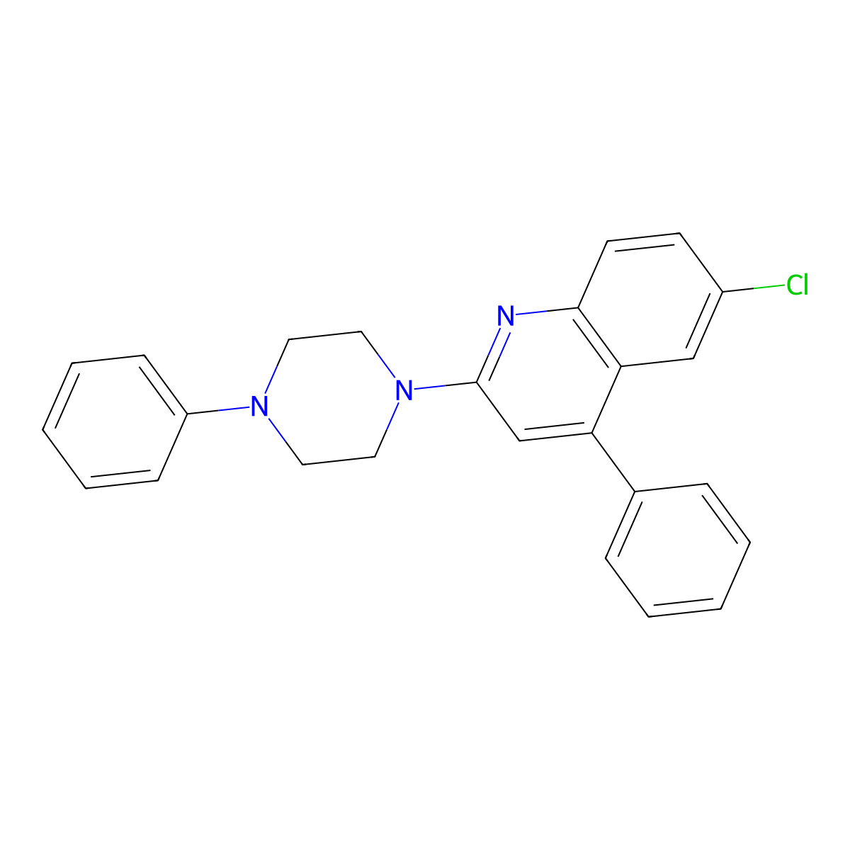 6-Chloro-4-phenyl-2-(4-phenylpiperazin-1-yl)quinoline molecular structure, CAS 32676-11-2