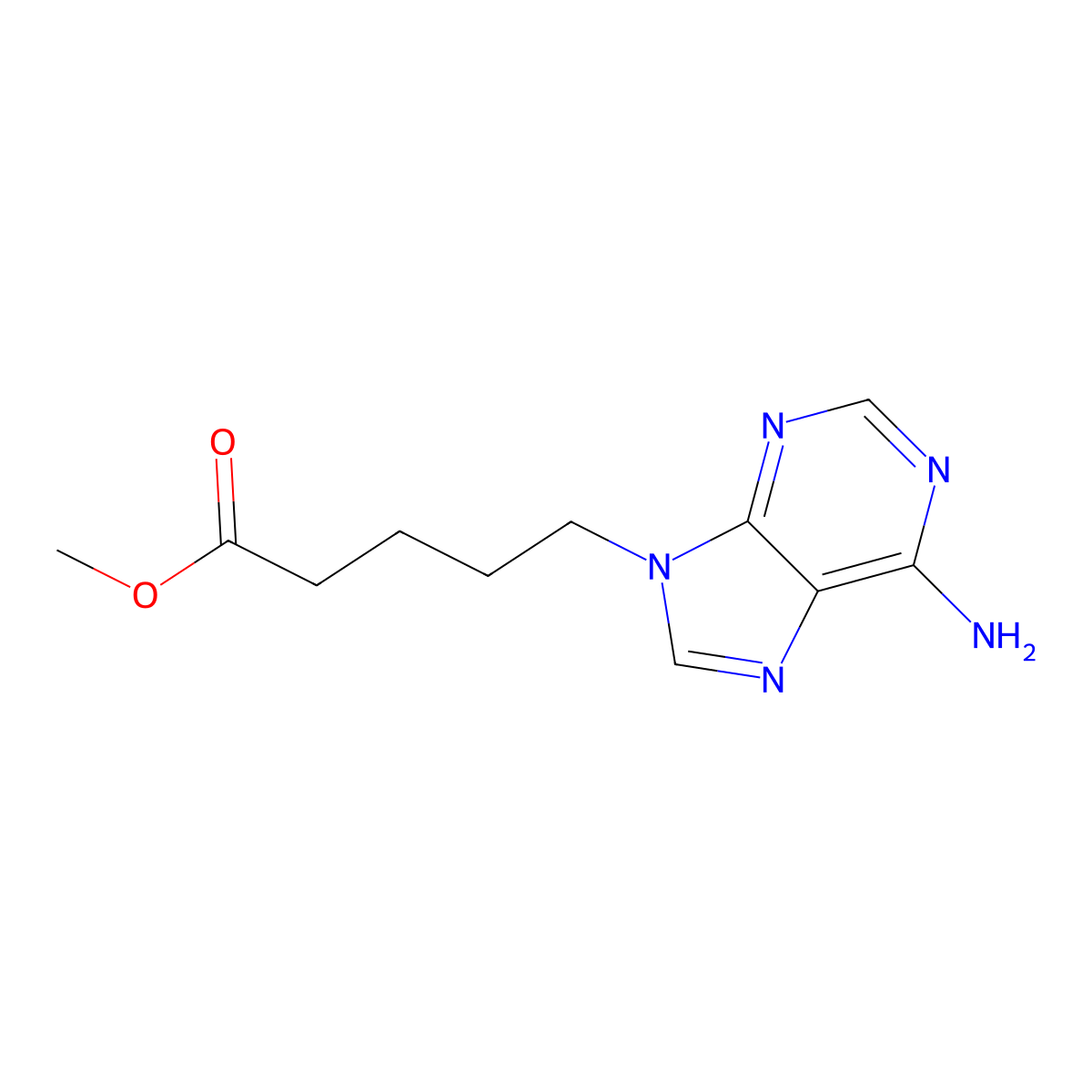 methyl 5-(6-amino-9H-purin-9-yl)pentanoate molecular structure, CAS 326797-58-4