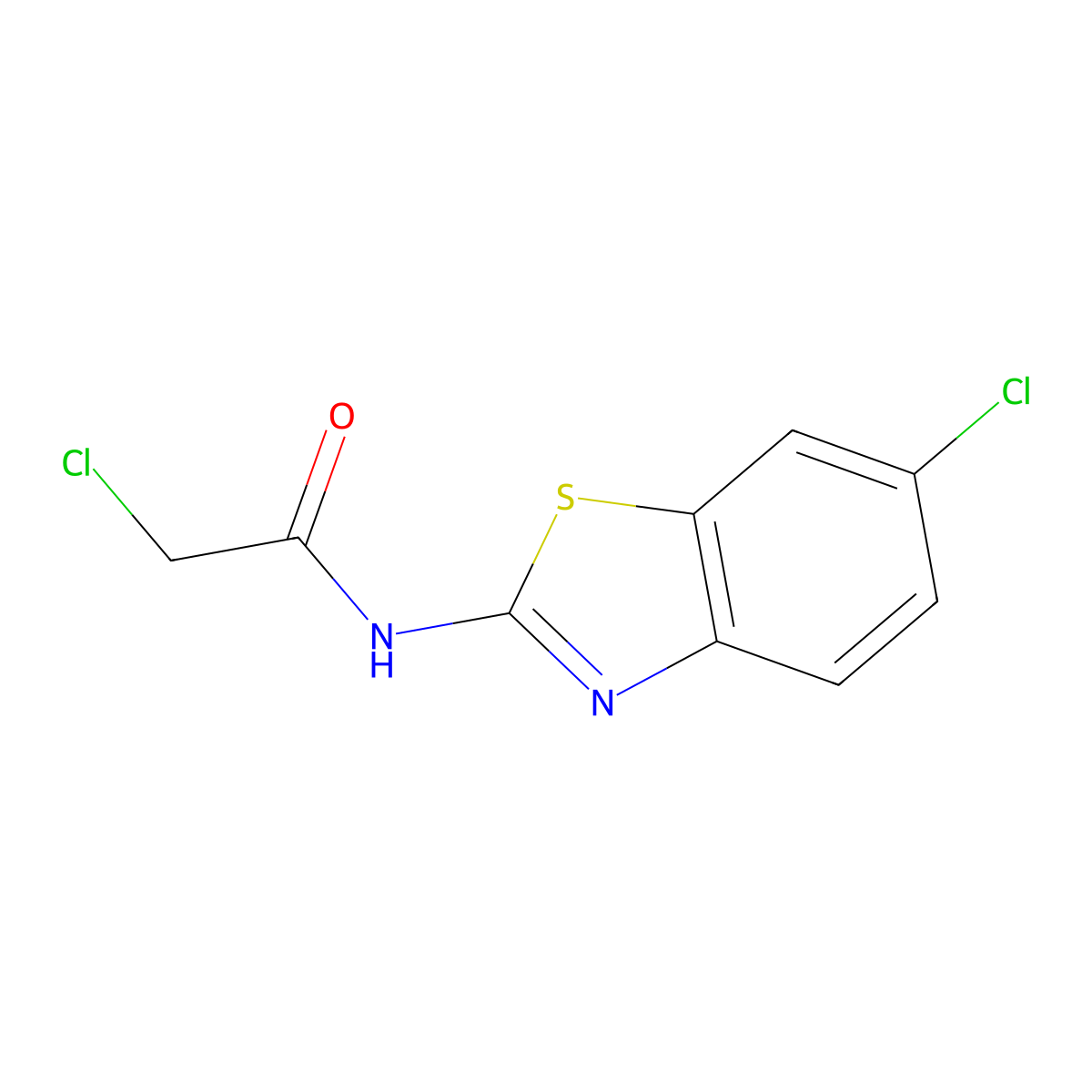 2-Chloro-N-(6-chloro-2-benzothiazolyl)acetamide molecular structure, CAS 3268-75-5