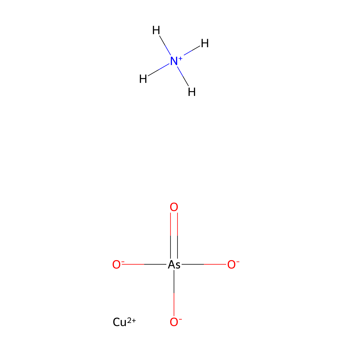 Arsenic acid (H3AsO4), ammonium copper(2+) salt (1:1:1) molecular structure, CAS 32680-29-8