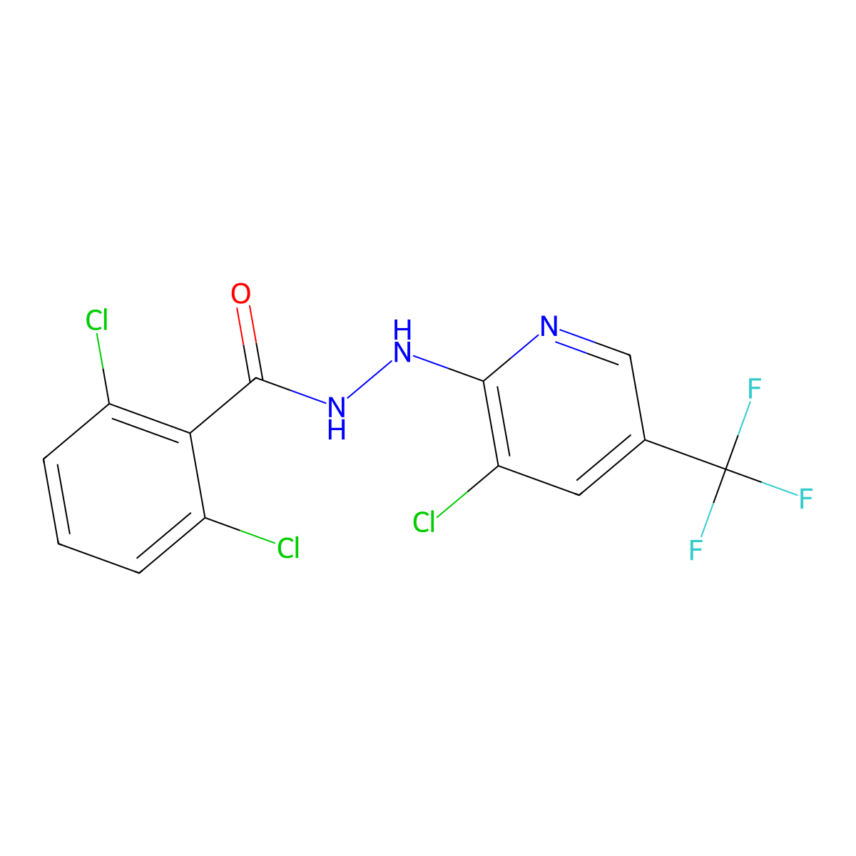 2,6-dichloro-N'-[3-chloro-5-(trifluoromethyl)pyridin-2-yl]benzohydrazide molecular structure, CAS 326807-66-3