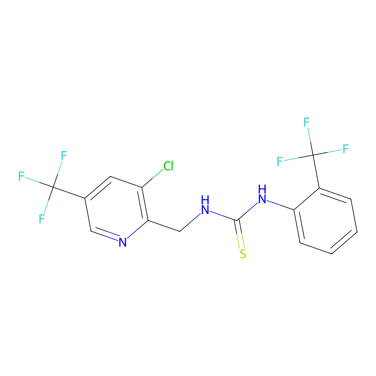 1-((3-Chloro-5-(trifluoromethyl)pyridin-2-yl)methyl)-3-(2-(trifluoromethyl)phenyl)thiourea molecular structure, CAS 326815-15-0