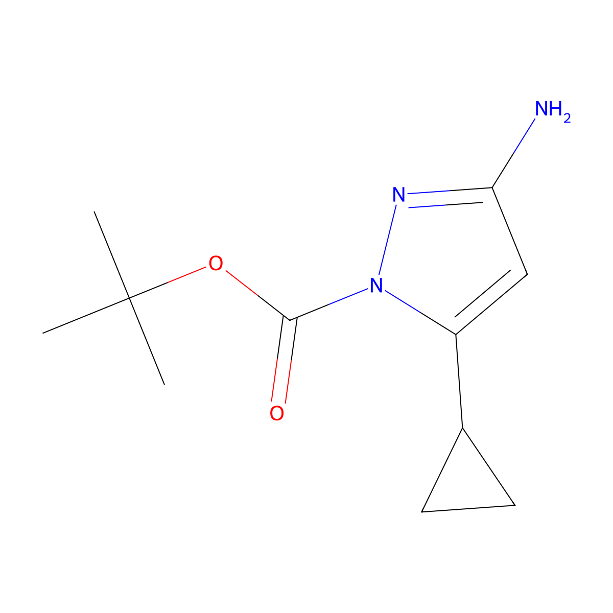 tert-butyl 3-amino-5-cyclopropyl-1H-pyrazole-1-carboxylate molecular structure, CAS 326827-13-8