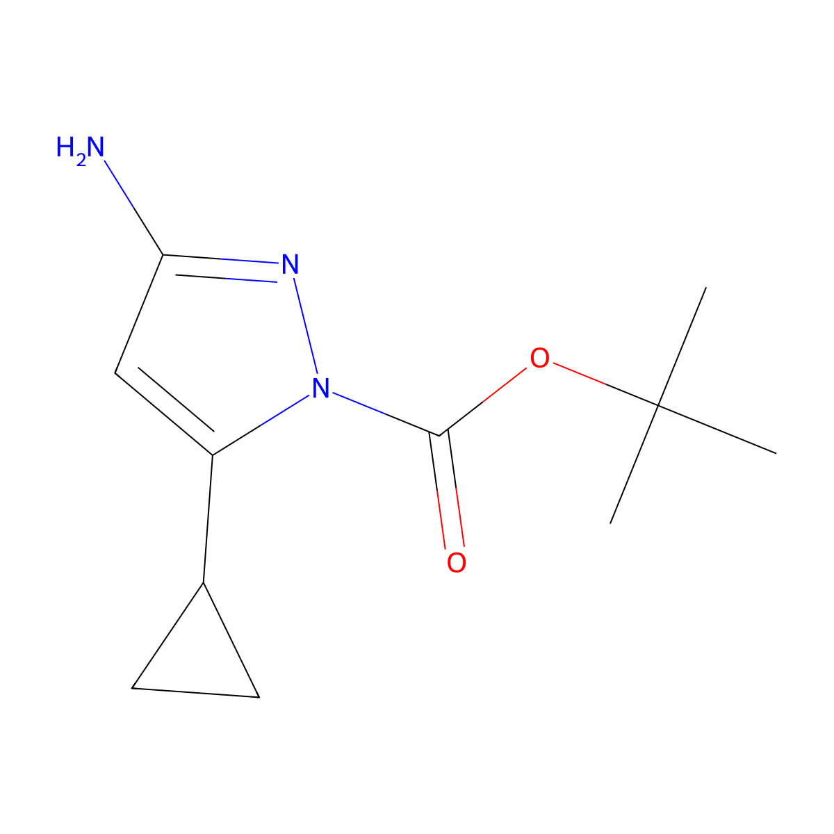 tert-butyl 3-amino-5-cyclopropyl-1H-pyrazole-1-carboxylate molecular structure, CAS 326827-13-8