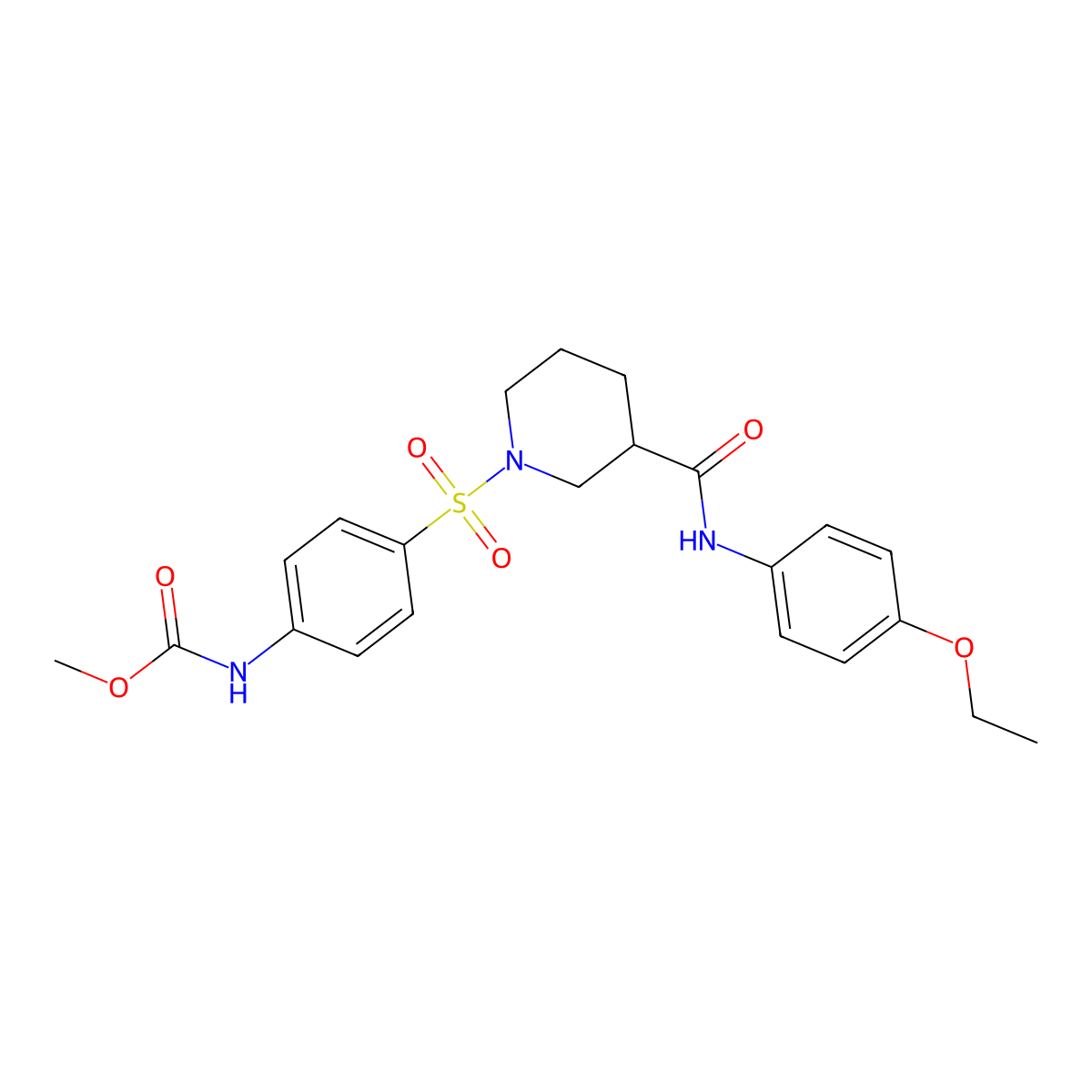 Methyl (4-((3-((4-ethoxyphenyl)carbamoyl)piperidin-1-yl)sulfonyl)phenyl)carbamate molecular structure, CAS 326866-31-3