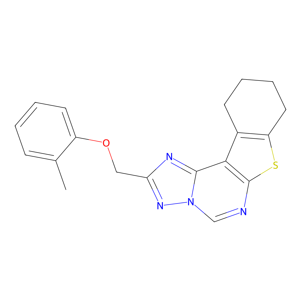 2-[(2-Methylphenoxy)methyl]-8,9,10,11-tetrahydro[1]benzothieno[3,2-e][1,2,4]triazolo[1,5-c]pyrimidine molecular structure, CAS 326869-54-9