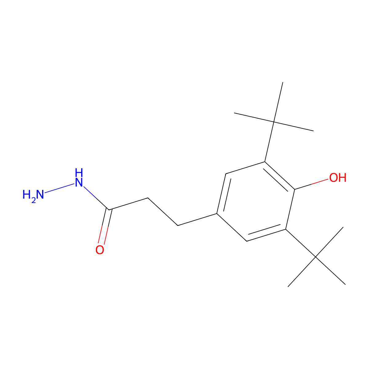 3,5-Di-tert-butyl-4-hydroxyhydrocinnamic acid hydrazide molecular structure, CAS 32687-77-7