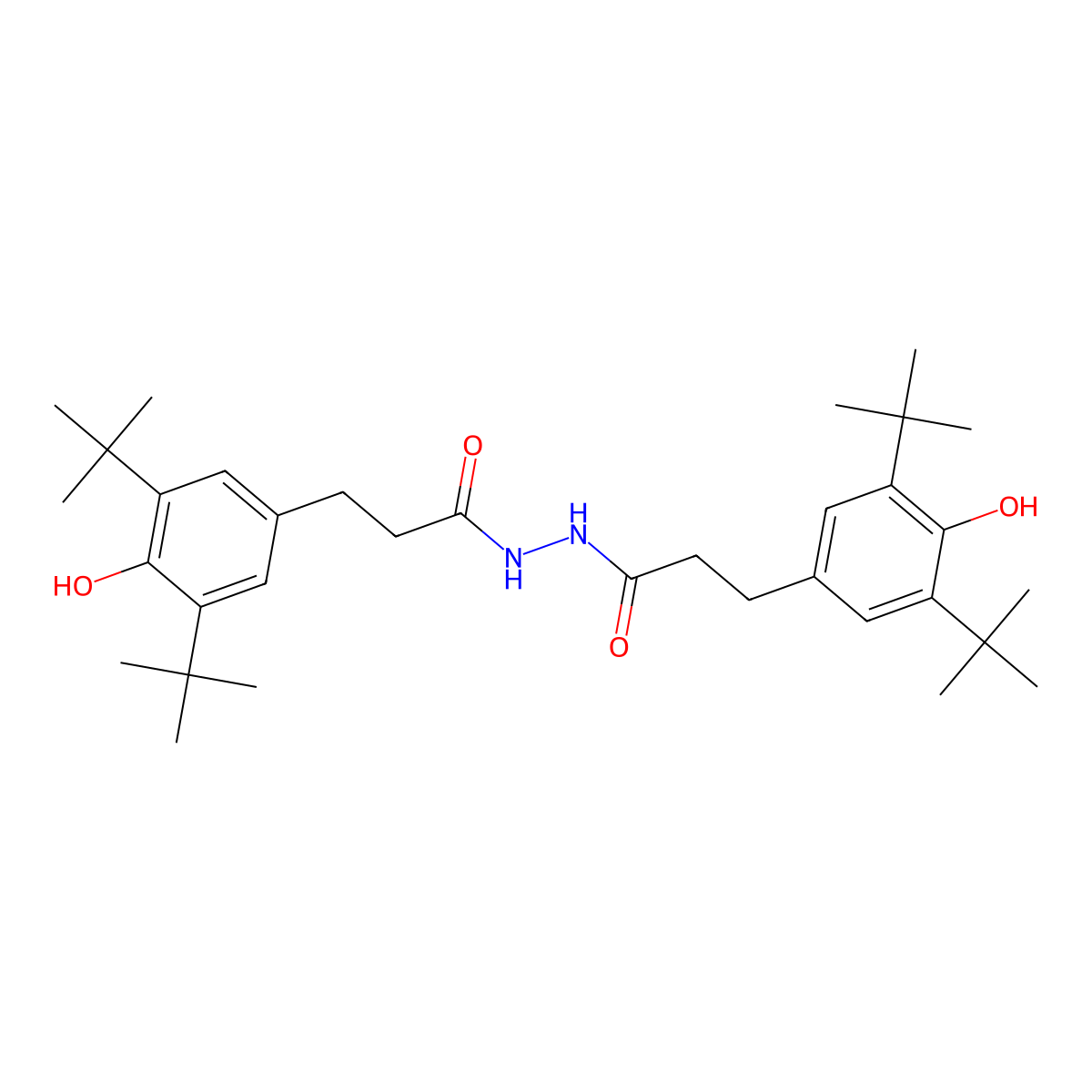 1,2-Bis(3,5-di-tert-butyl-4-hydroxyhydrocinnamoyl)hydrazine molecular structure, CAS 32687-78-8