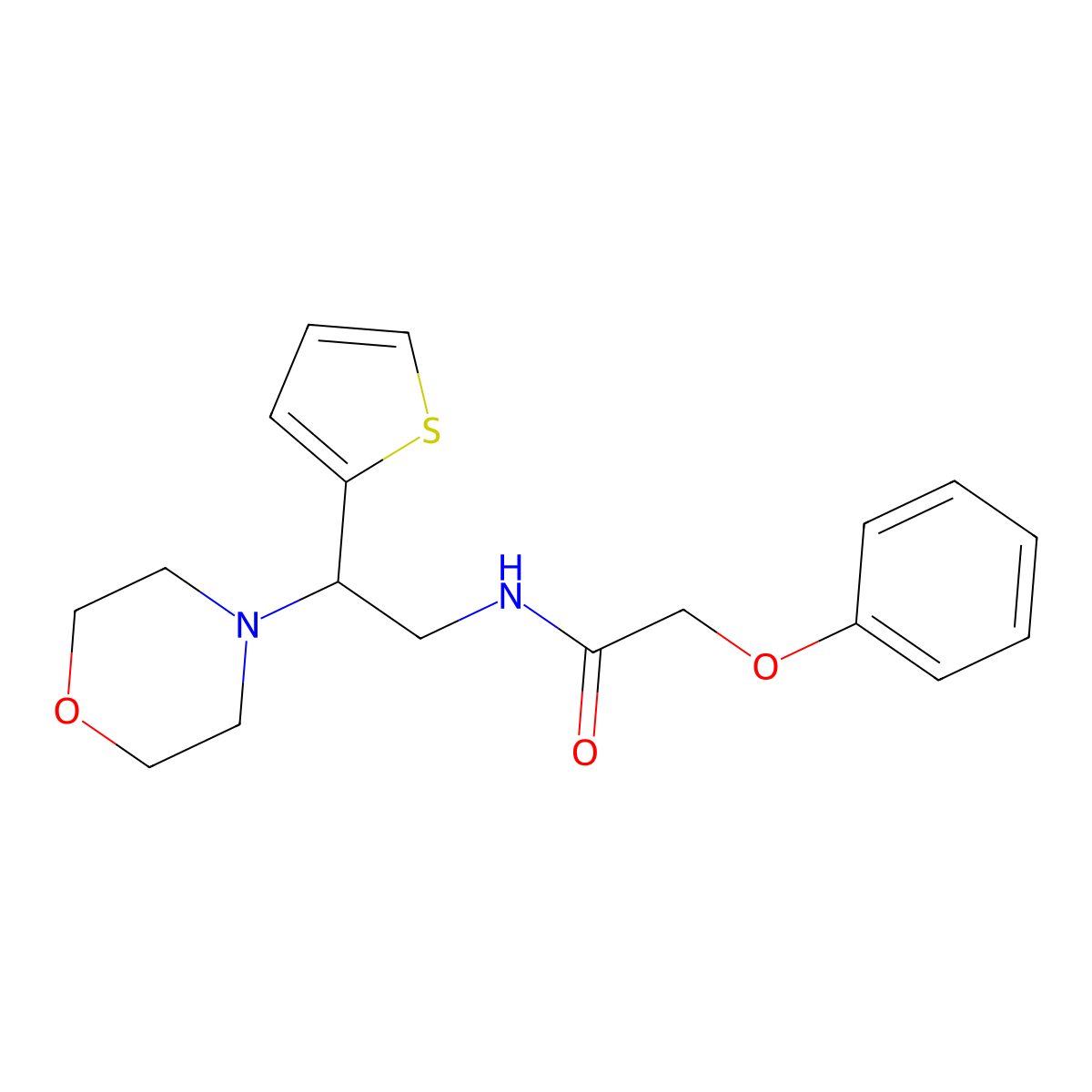 N-[2-(morpholin-4-yl)-2-(thiophen-2-yl)ethyl]-2-phenoxyacetamide molecular structure, CAS 326870-04-6