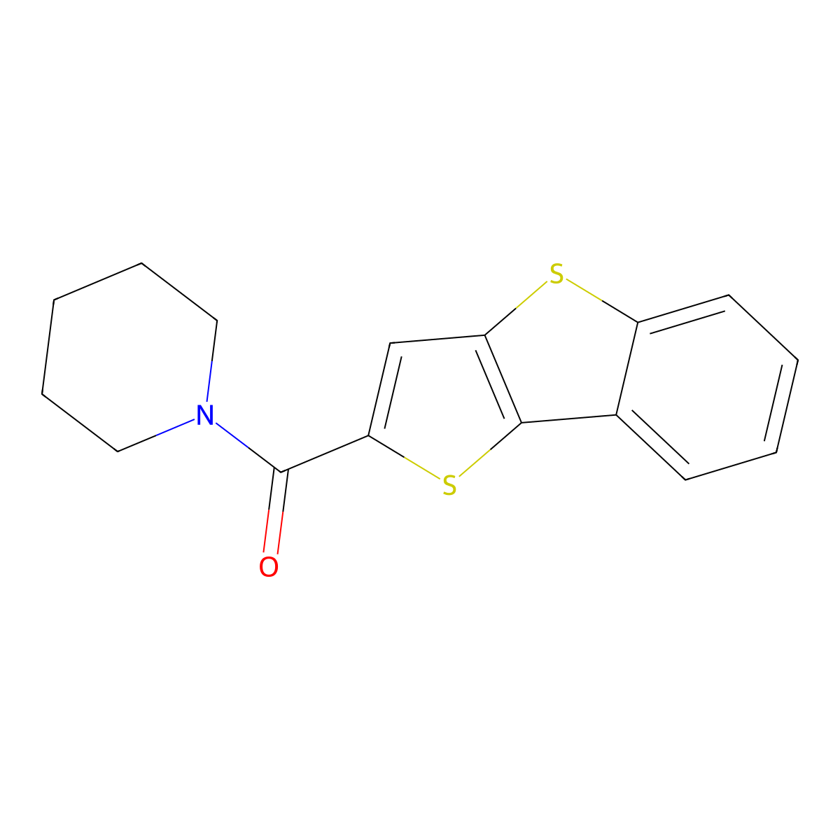 Piperidin-1-yl(thieno[3,2-b][1]benzothiol-2-yl)methanone molecular structure, CAS 326870-10-4