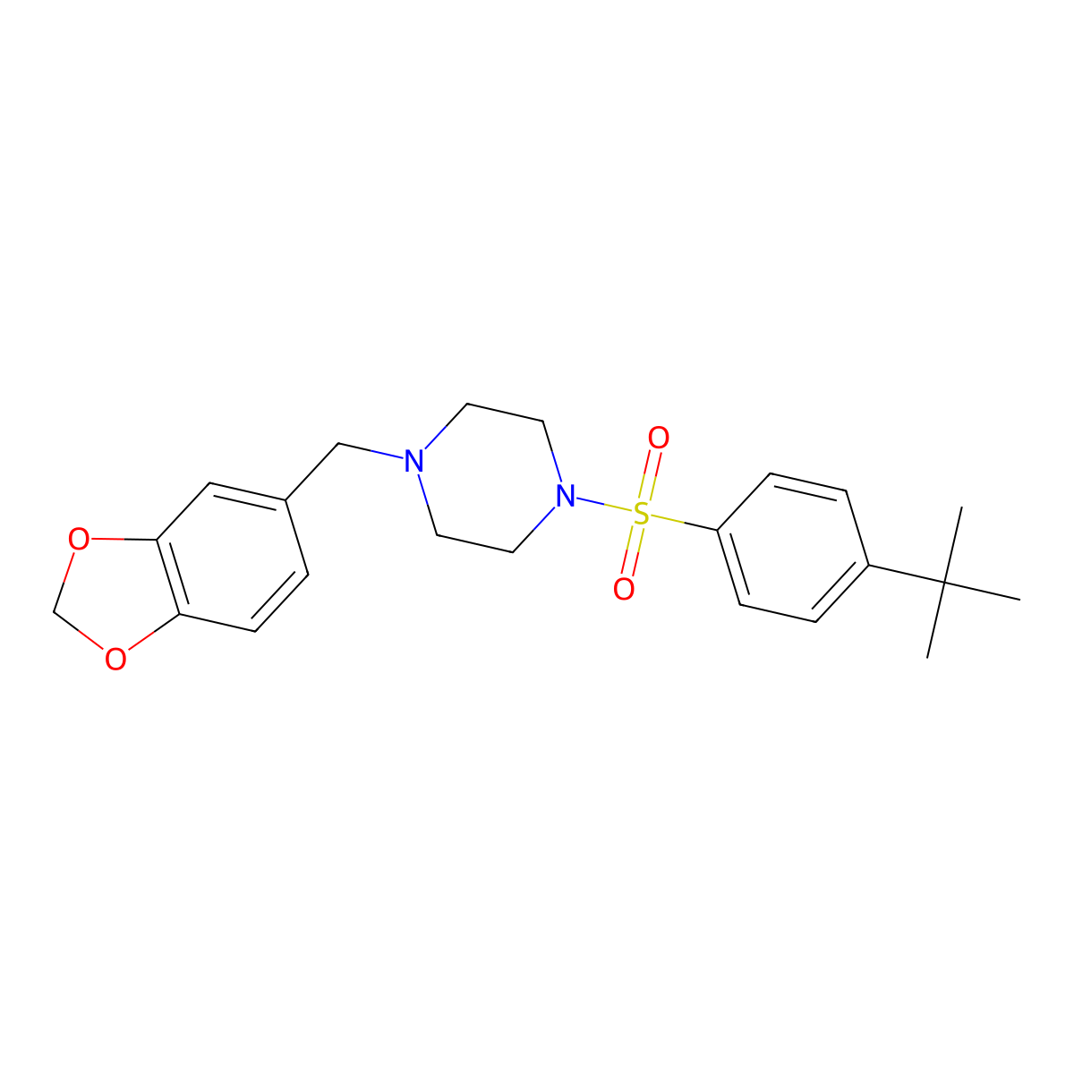 1-(1,3-Benzodioxol-5-ylmethyl)-4-[(4-tert-butylphenyl)sulfonyl]piperazine molecular structure, CAS 326870-17-1