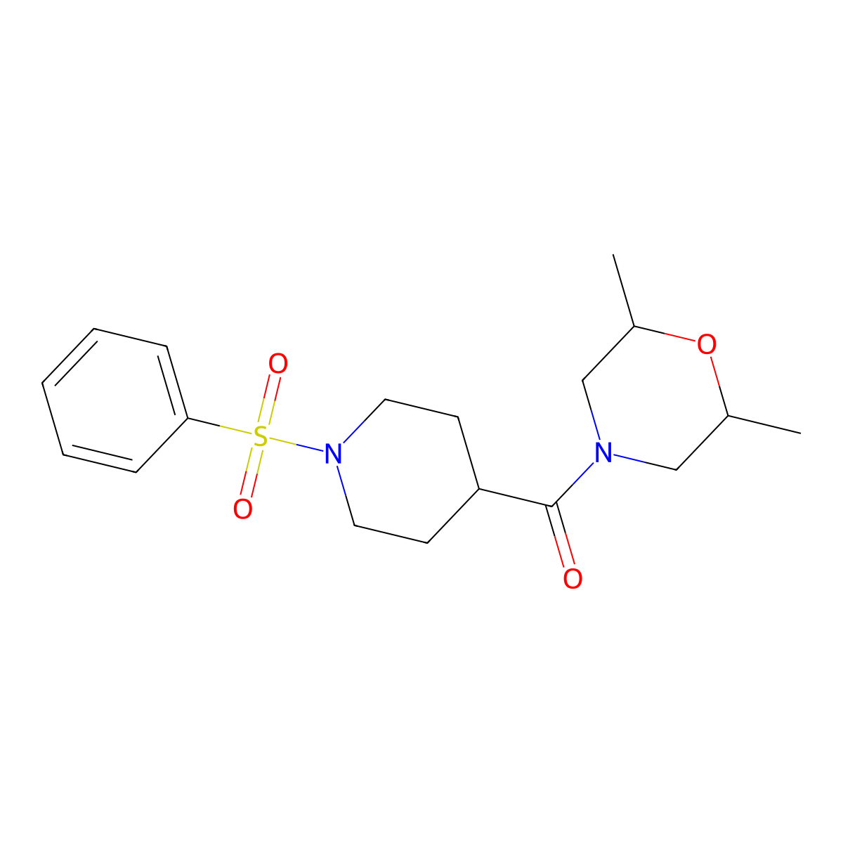 (2,6-Dimethylmorpholino)[1-(phenylsulfonyl)-4-piperidinyl]methanone molecular structure, CAS 326871-46-9
